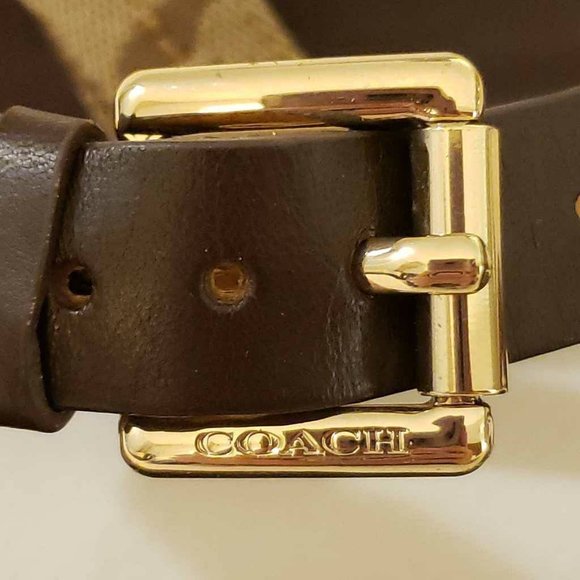 Coach Womens Velvet T-Strap Sandals Brown Beige Signature Thong Mid Heel 6 B New - Picture 8 of 15